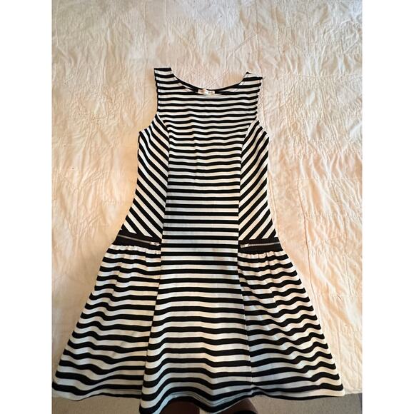 Agaci Black & White Stripe Dress Jumper - Size Small - Picture 1 of 3